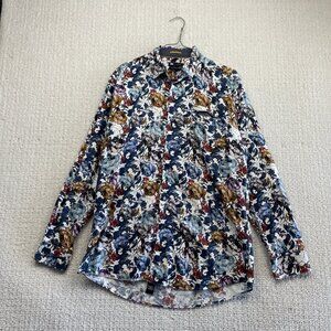 Le 31 Par Simons Long Sleeve Button Up Shirt Men's 16R Floral Tapestry Slim Fit